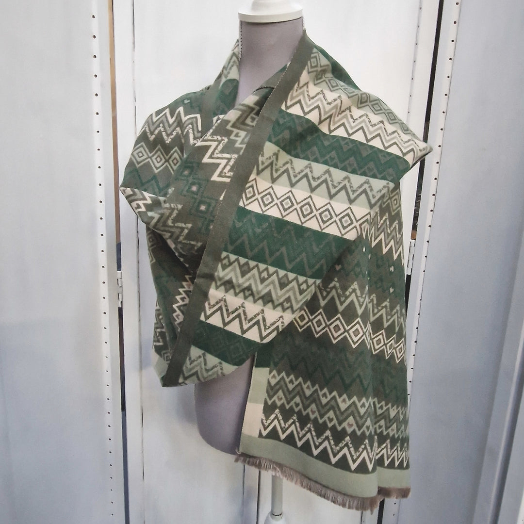 Reversible Wrap Scarf (Aztec Green)