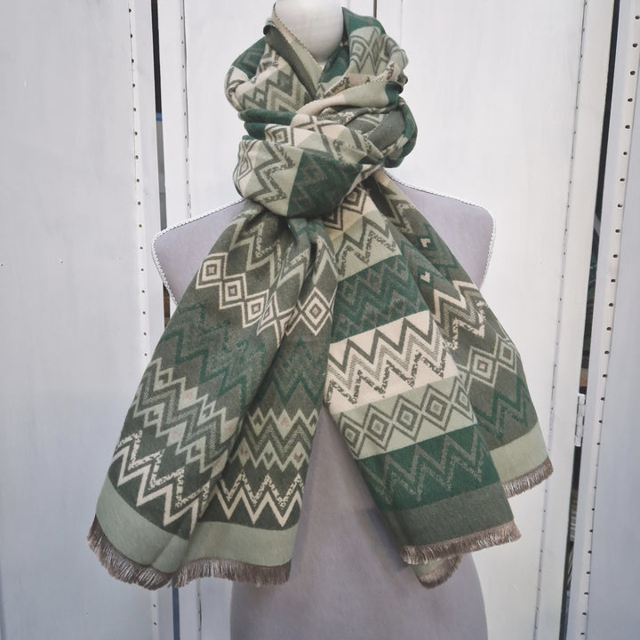 Reversible Wrap Scarf (Aztec Green)