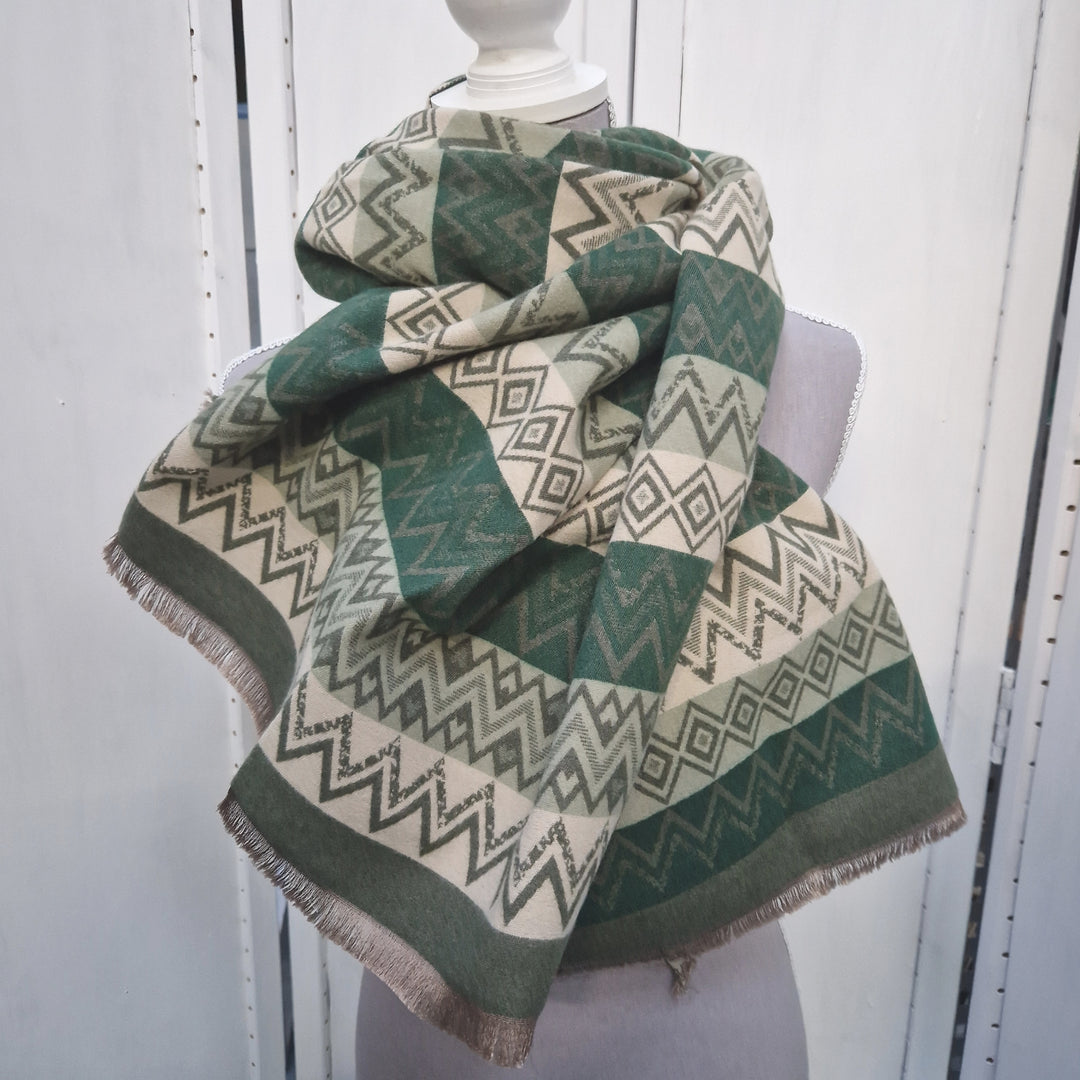 Reversible Wrap Scarf (Aztec Green)