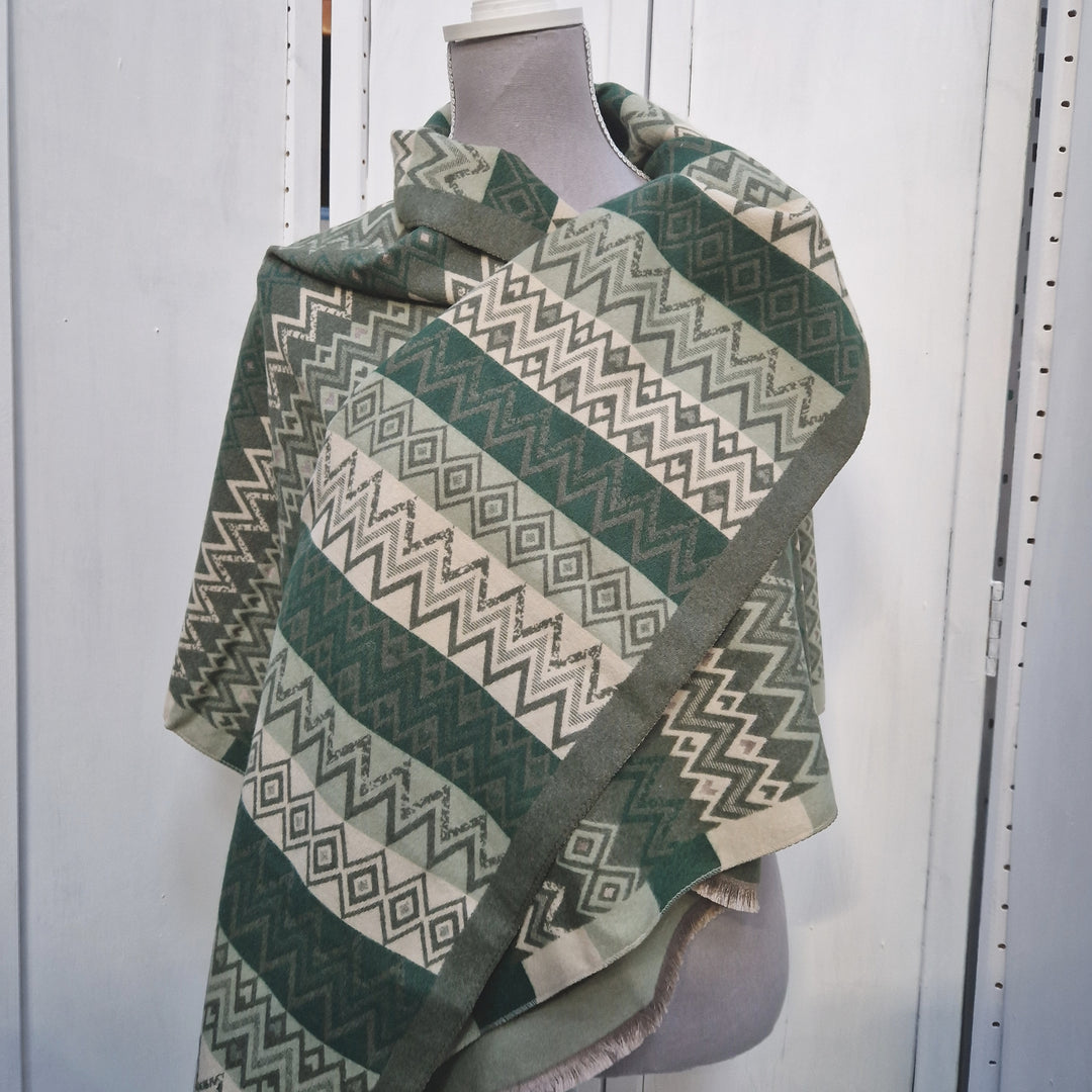 Reversible Wrap Scarf (Aztec Green)