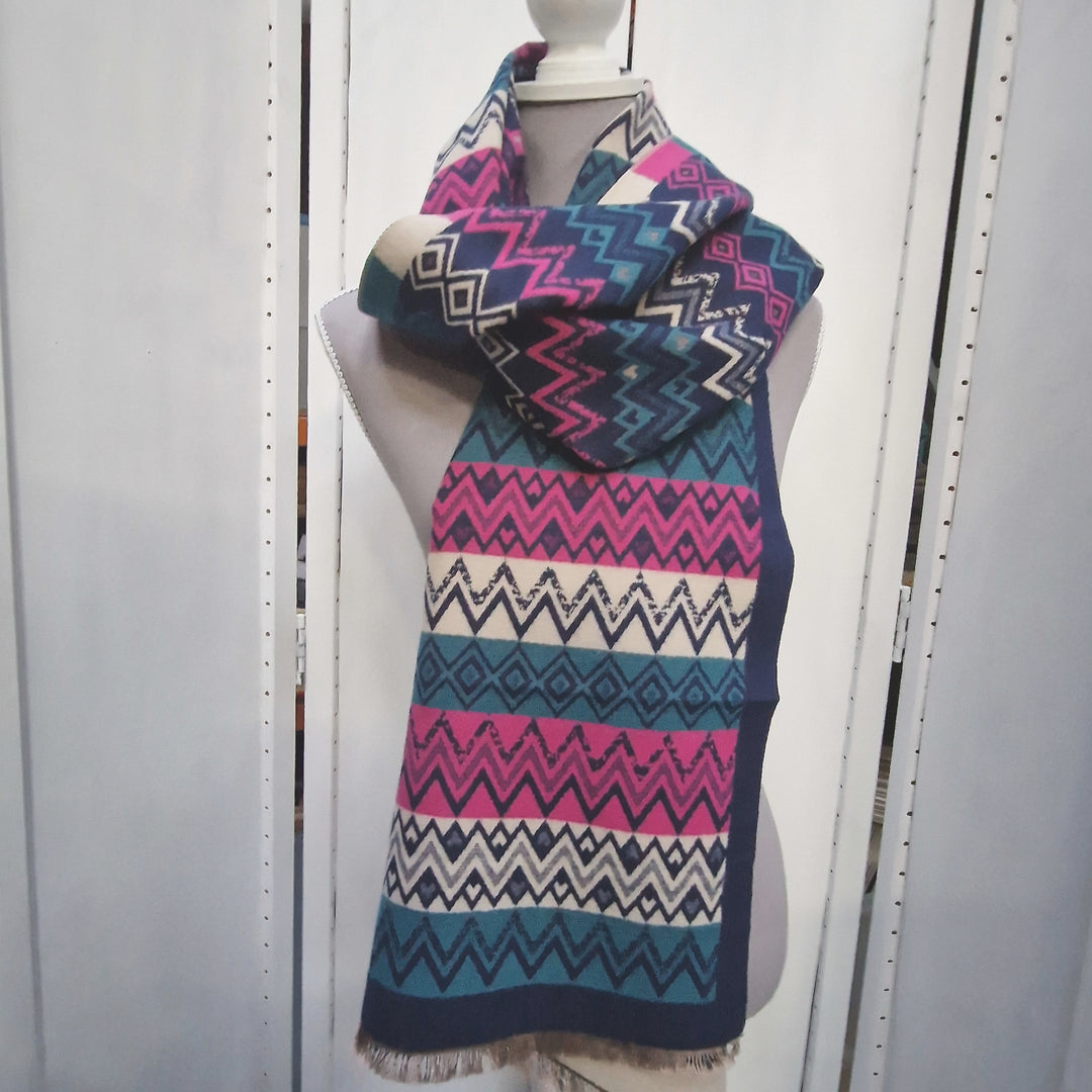 Reversible Wrap Scarf (Aztec Navy)