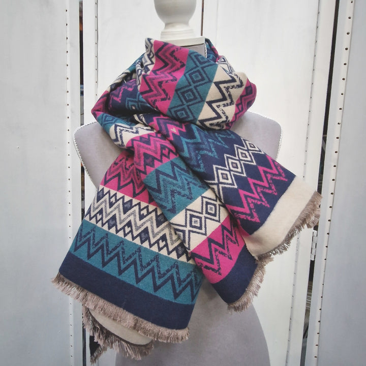 Reversible Wrap Scarf (Aztec Navy)