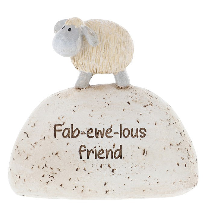 Sheep Fab-Ewe-Lous Friend Mini Pebble Ornament Gift Figurine