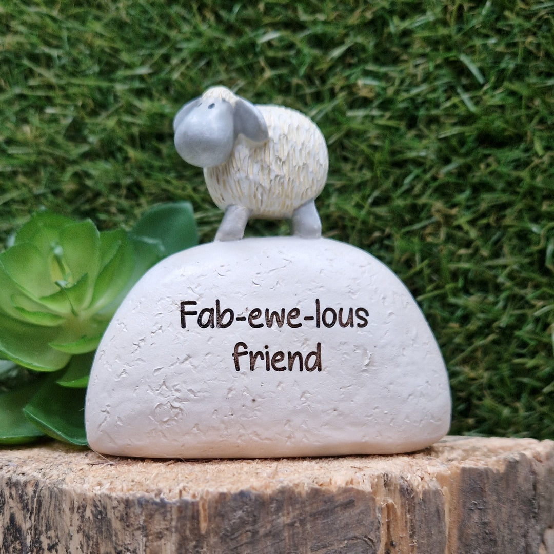 Sheep Fab-Ewe-Lous Friend Mini Pebble Ornament Gift Figurine