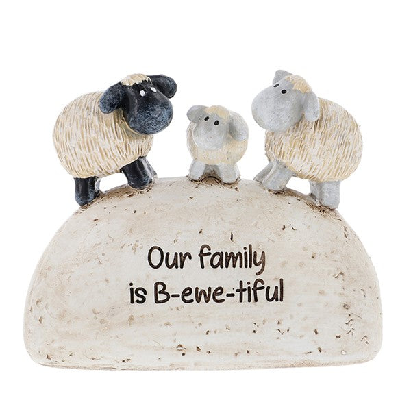 B-ewe-tiful Sheep Family Mini Pebble Ornament Gift Figurine