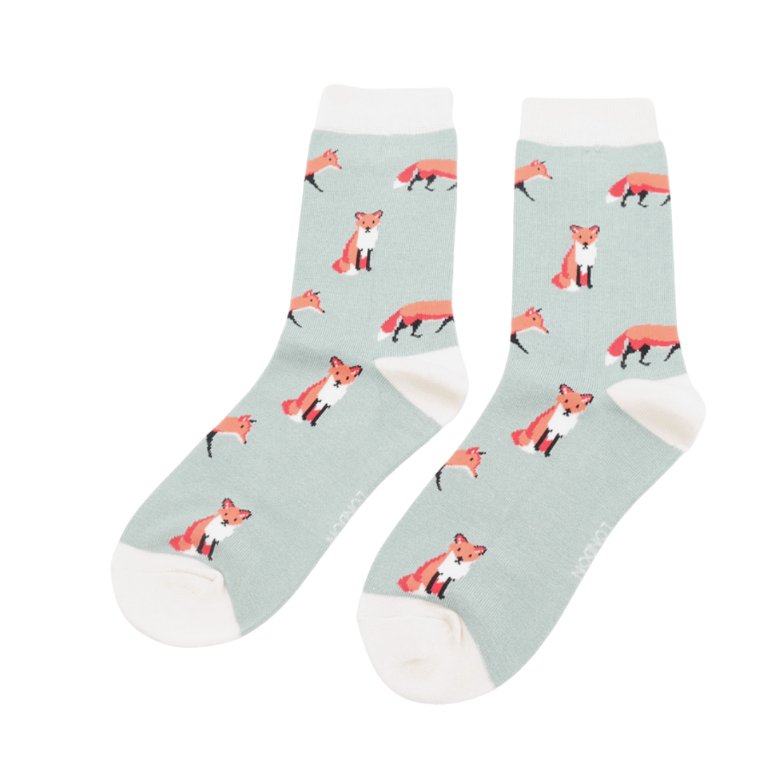 Miss Sparrow Bamboo Socks Foxes Duck Egg
