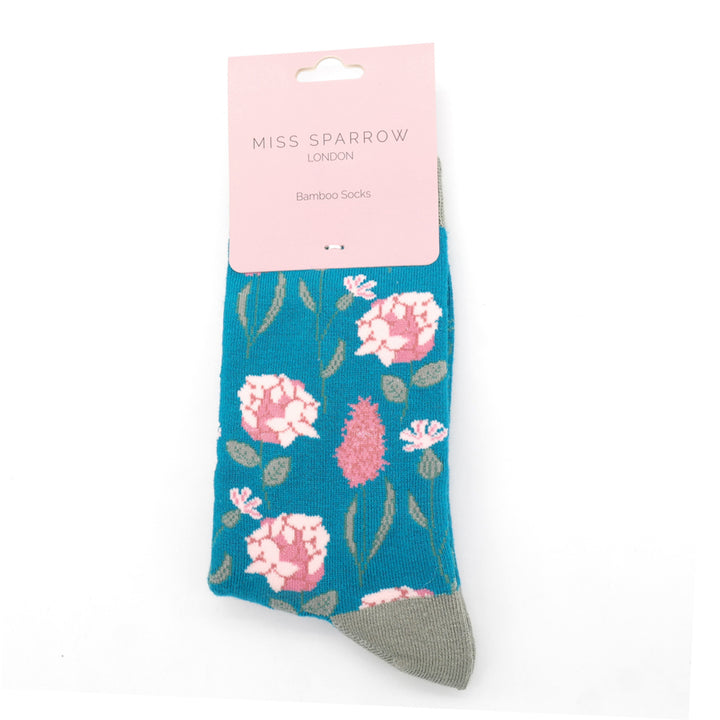 Miss Sparrow Bamboo Botany Socks (Teal)