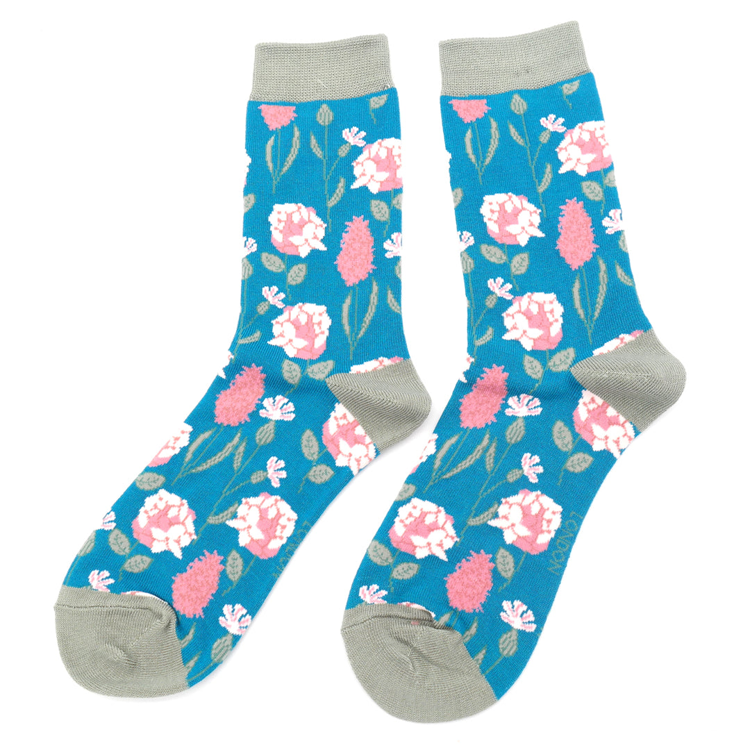 Miss Sparrow Bamboo Botany Socks (Teal)