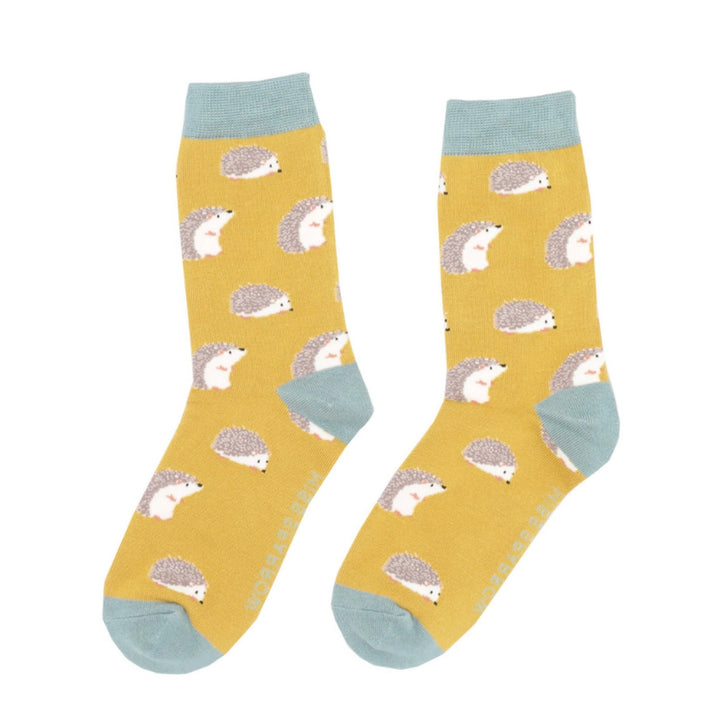 Miss Sparrow Bamboo Socks Cute Hedgehogs (Yellow)