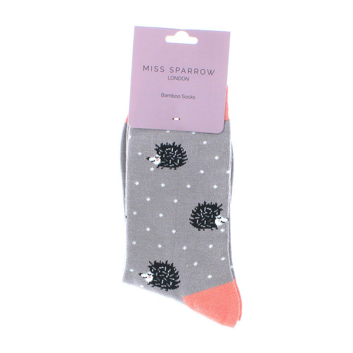 Miss Sparrow Bamboo Socks Sleepy Hedgehogs (Grey)