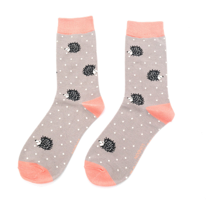 Miss Sparrow Bamboo Socks Sleepy Hedgehogs (Grey)