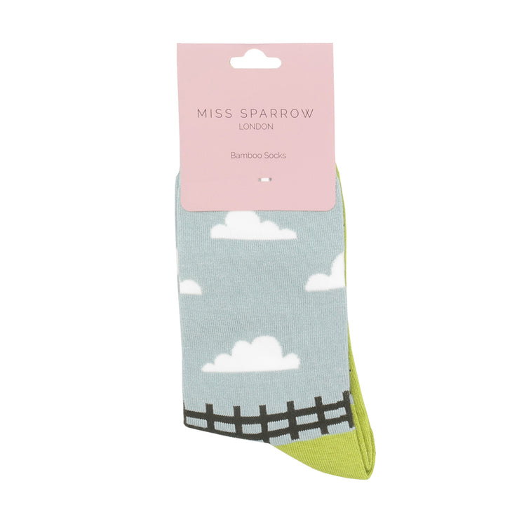 Miss Sparrow Bamboo Sheep Meadow Socks (Green)