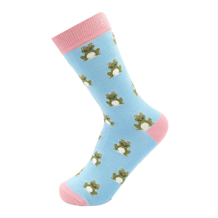 Miss Sparrow Bamboo Frog Socks In Blue