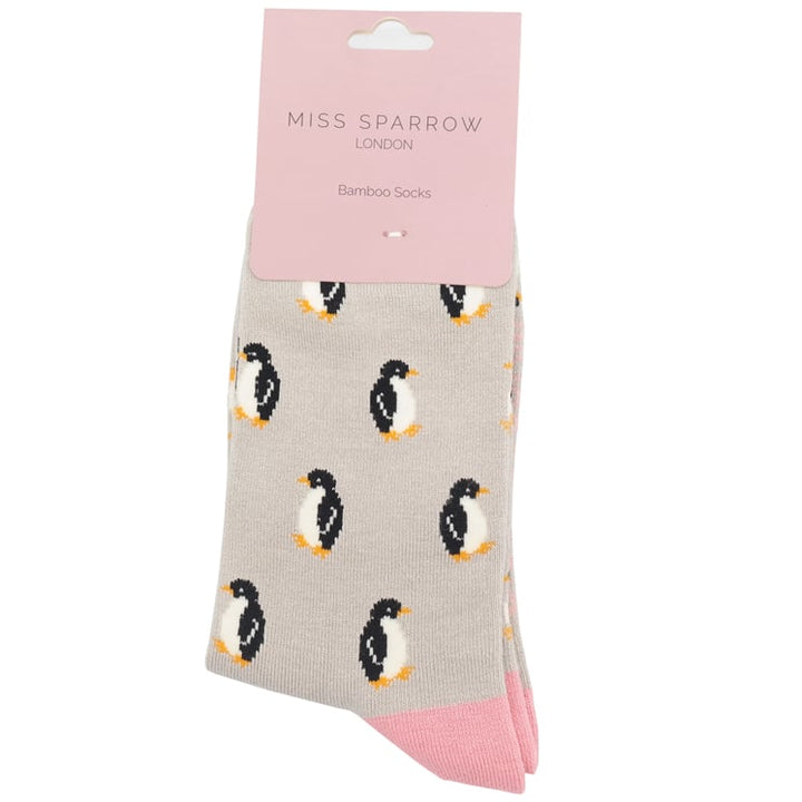 Miss Sparrow Bamboo Penguin Socks (Silver)