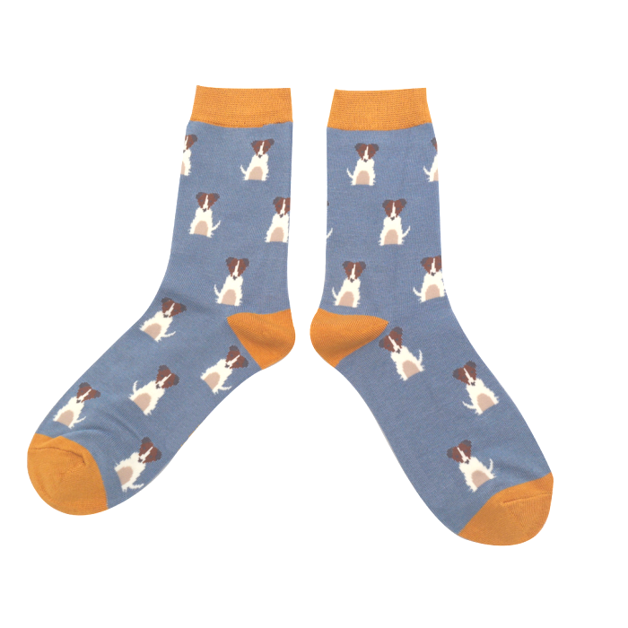 Miss Sparrow Bamboo Jack Russel Dog Socks (Cornflower Blue)