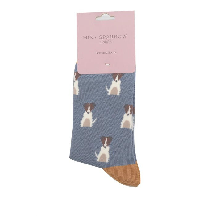 Miss Sparrow Bamboo Jack Russel Dog Socks (Cornflower Blue)