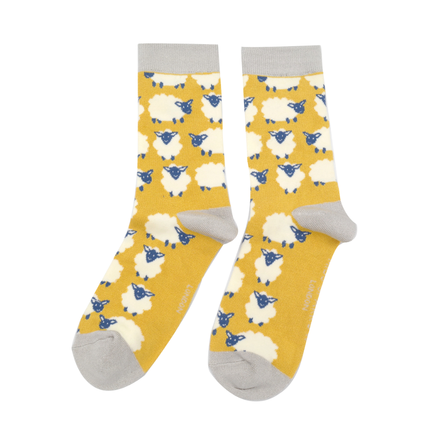 Miss Sparrow Bamboo Happy Sheep Socks (Yellow)