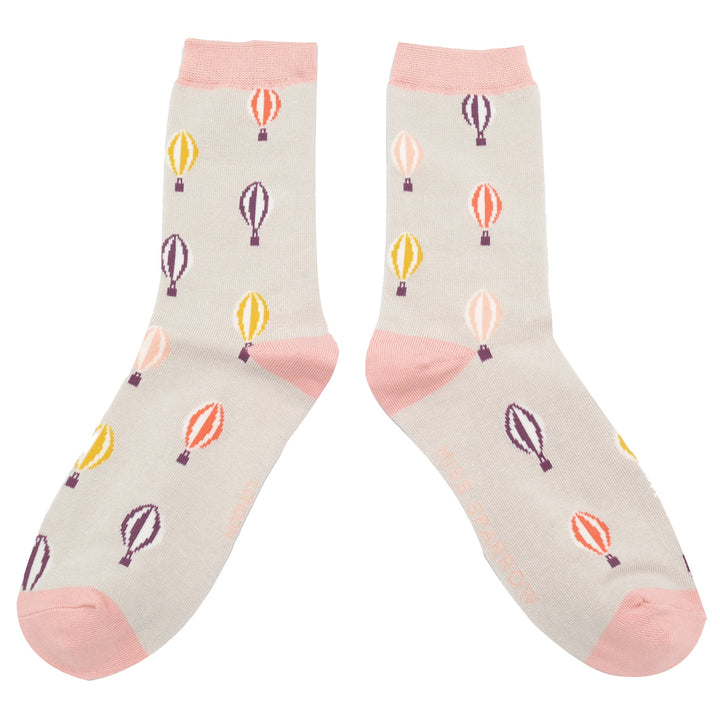 Miss Sparrow Bamboo Hot Air Balloon Socks (Silver)