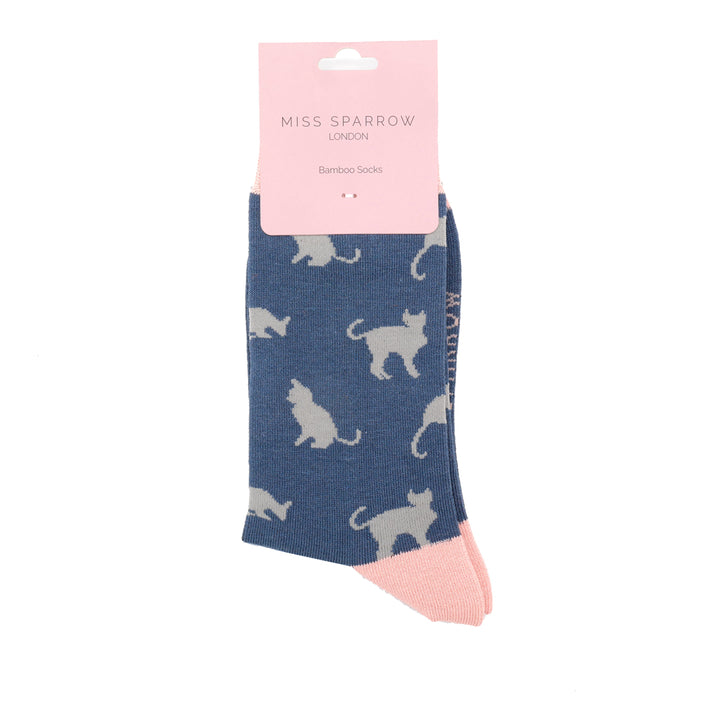 Miss Sparrow Bamboo Cat Socks (Navy)