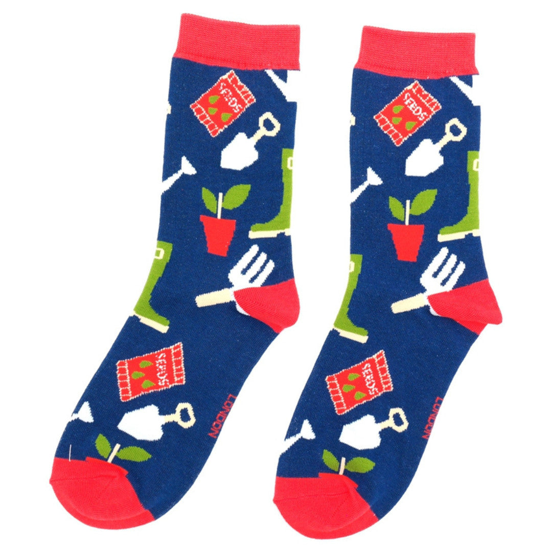 Miss Sparrow Bamboo Gardening Socks (Navy)