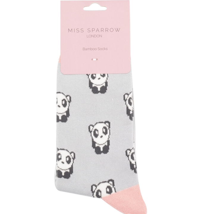 Miss Sparrow Bamboo Panda Socks (Silver)