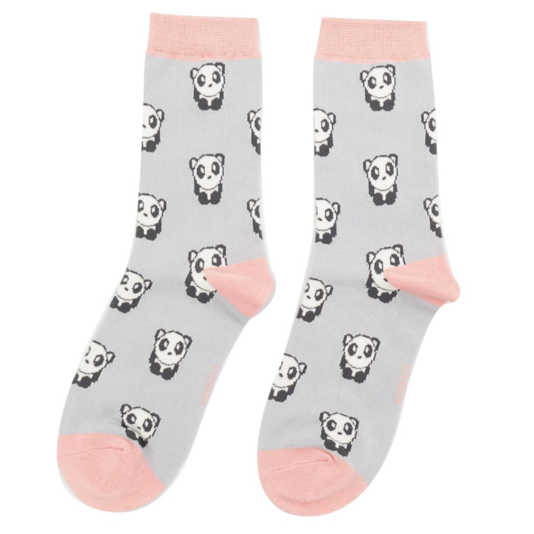 Miss Sparrow Bamboo Panda Socks (Silver)