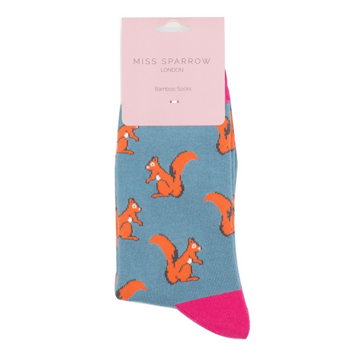 Miss Sparrow Bamboo Squirrel Socks (Denim)