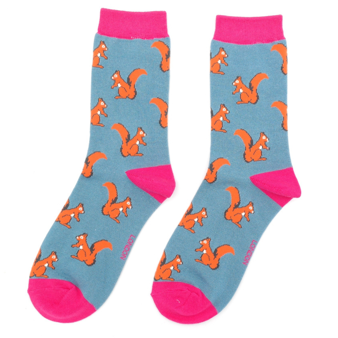 Miss Sparrow Bamboo Squirrel Socks (Denim)