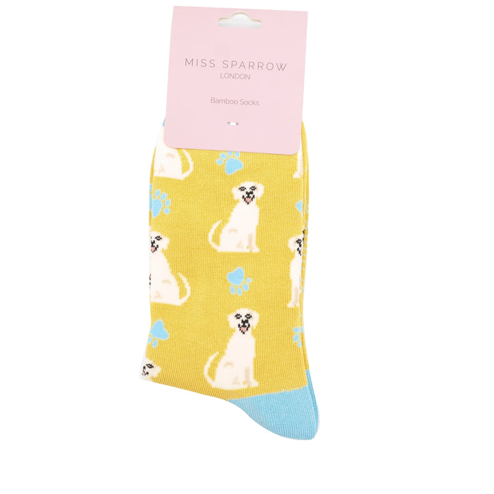 Miss Sparrow Bamboo Happy Labrador Dog Socks (Yellow)