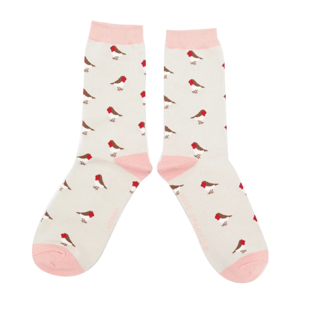 Miss Sparrow Bamboo Little Robin Socks (Silver)