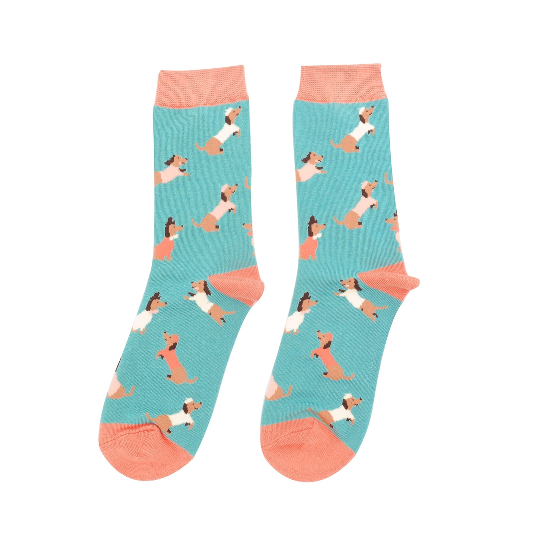 Miss Sparrow Bamboo Sausage Dog Socks (Duck Egg)