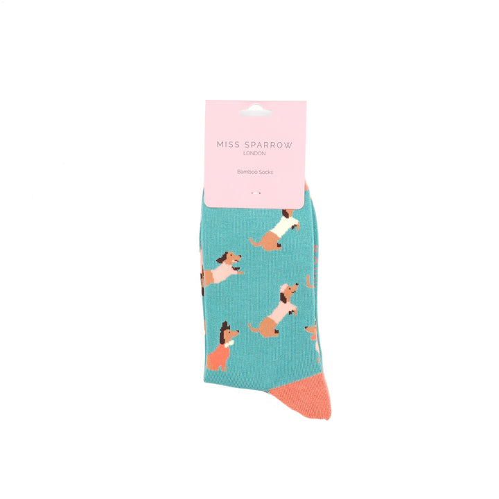 Miss Sparrow Bamboo Sausage Dog Socks (Duck Egg)