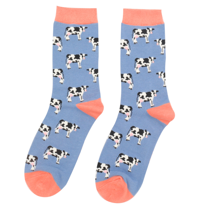 Miss Sparrow Bamboo Cows Socks Denim