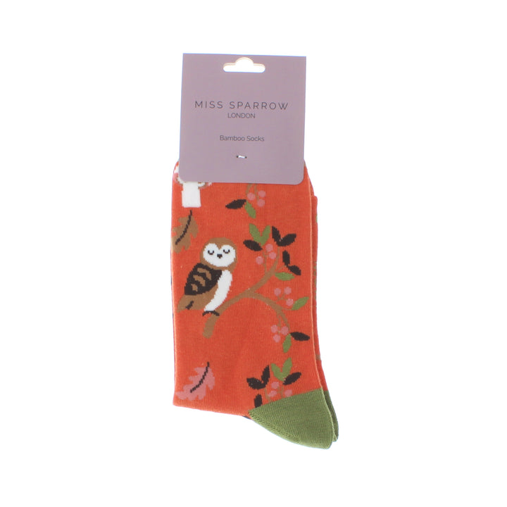 Miss Sparrow Bamboo Woodland Socks (Burnt Orange)