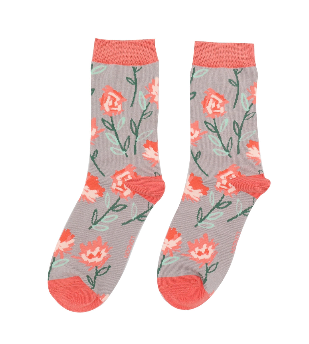 Miss Sparrow Bamboo Abstract Floral Socks (Grey)