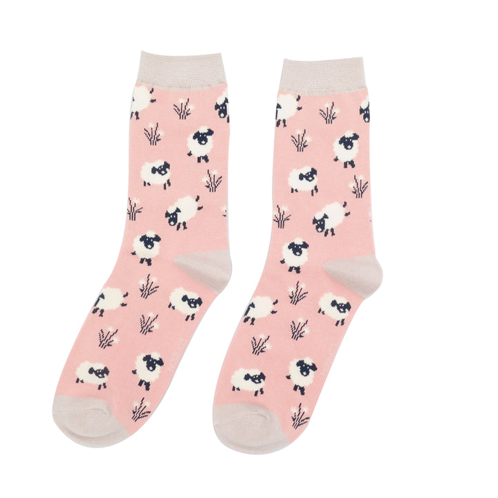 Miss Sparrow Bamboo Socks Leaping Sheep Dusky Pink