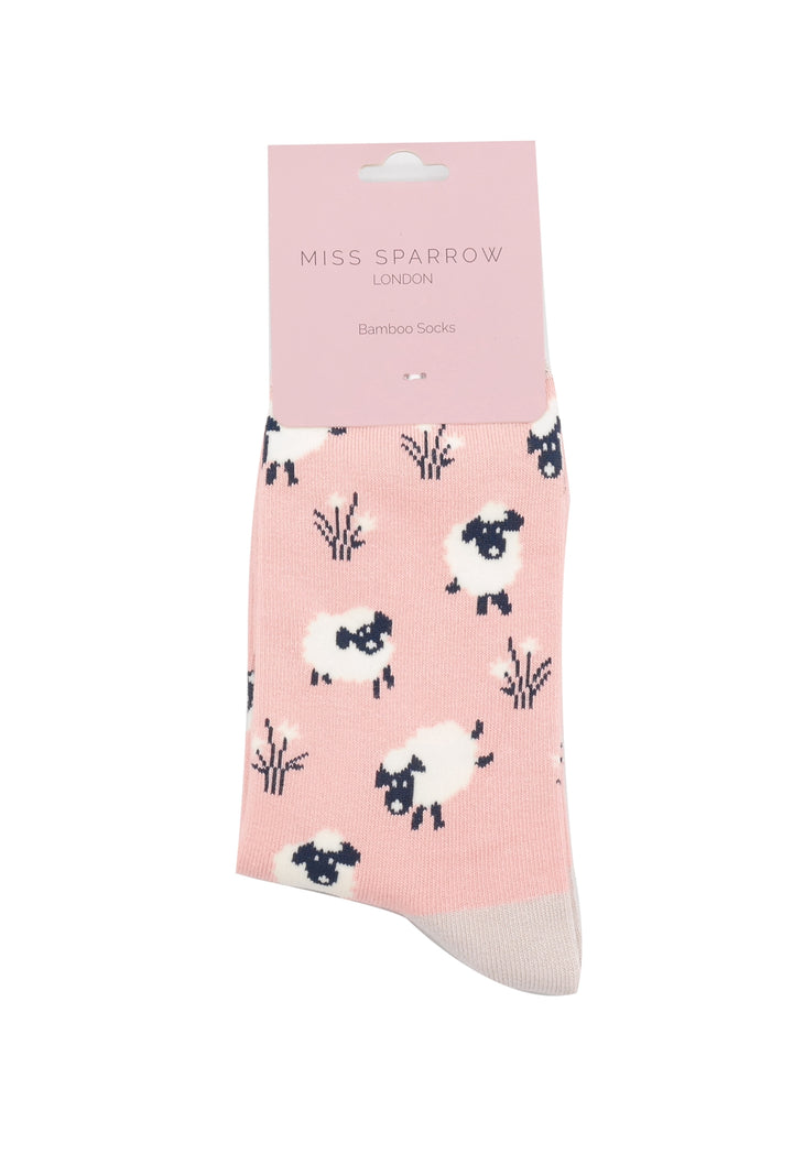 Miss Sparrow Bamboo Socks Leaping Sheep Dusky Pink