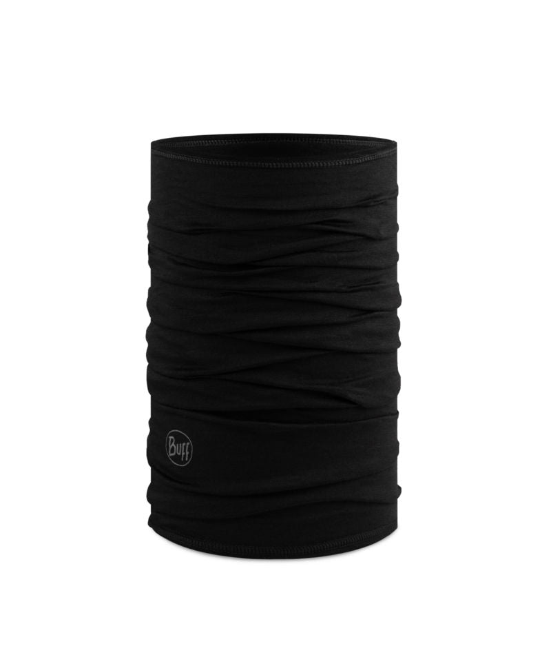 Buff Merino Wool Lightweight Neck Warmer In Black