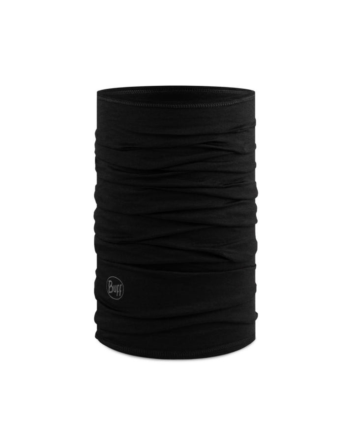 Buff Merino Wool Lightweight Neck Warmer In Black