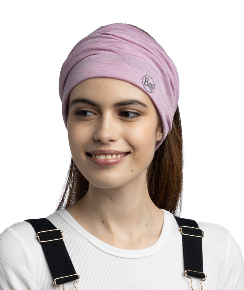 Buff Merino Wool Lightweight Neck Warmer In Pansy
