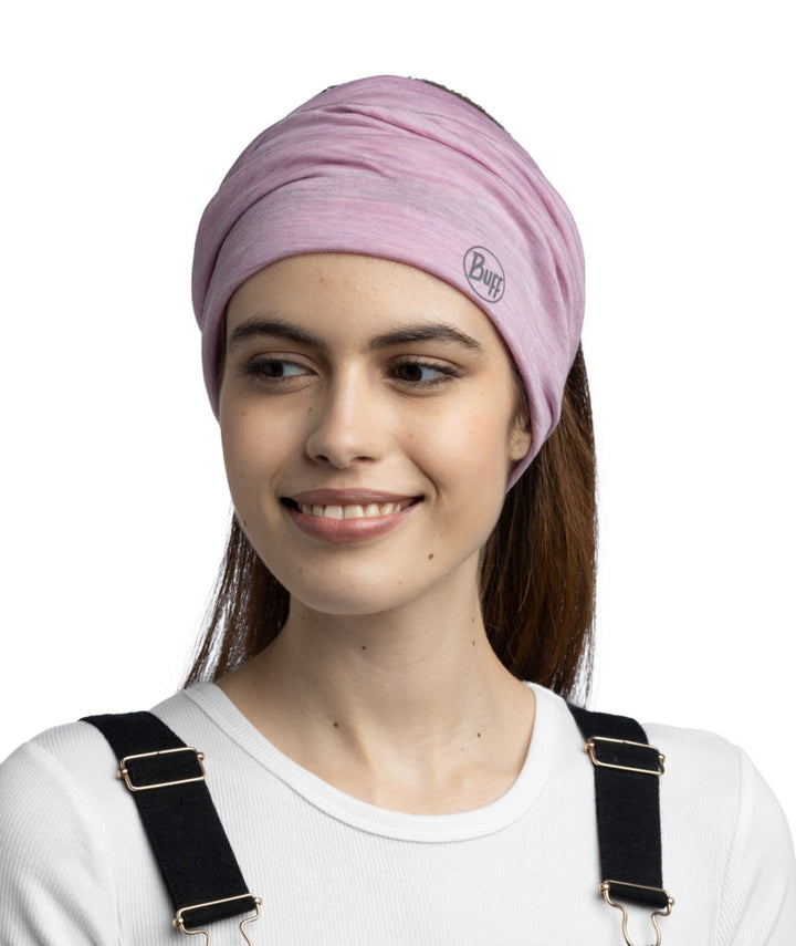 Buff Merino Wool Lightweight Neck Warmer In Pansy
