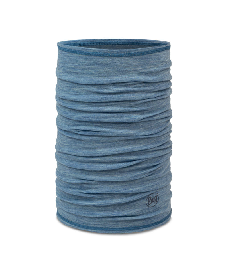 Buff Merino Wool Lightweight Neck Warmer In Lake Blue
