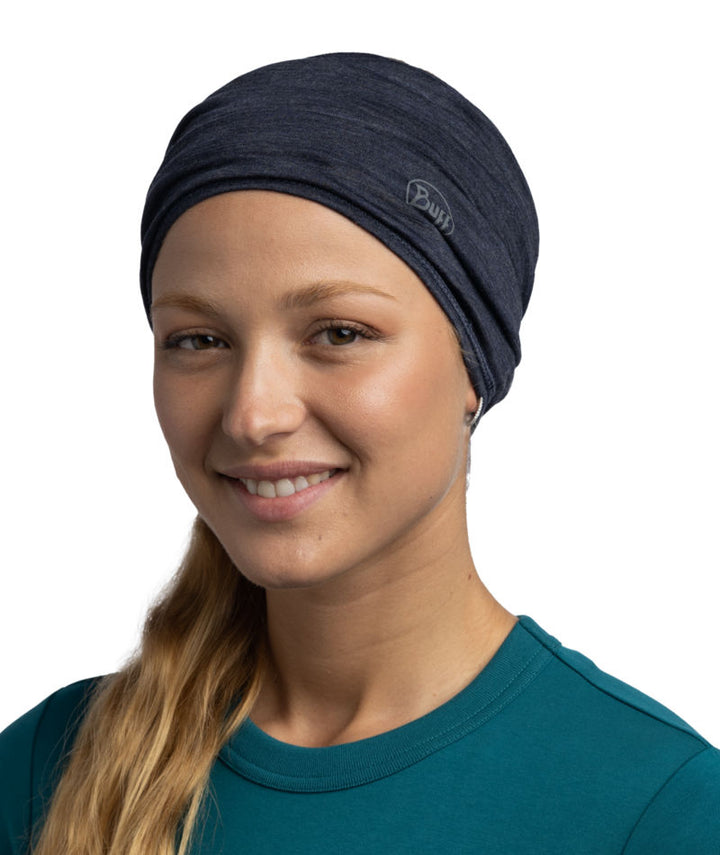 Buff Merino Wool Lightweight Neck Warmer In Night Blue