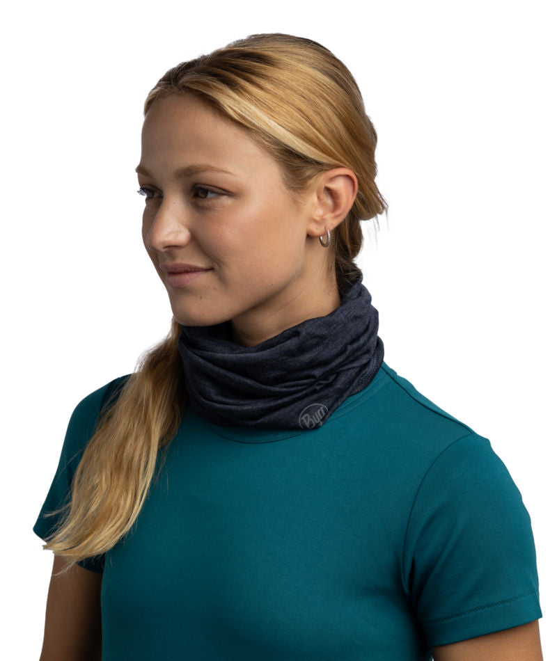 Buff Merino Wool Lightweight Neck Warmer In Night Blue