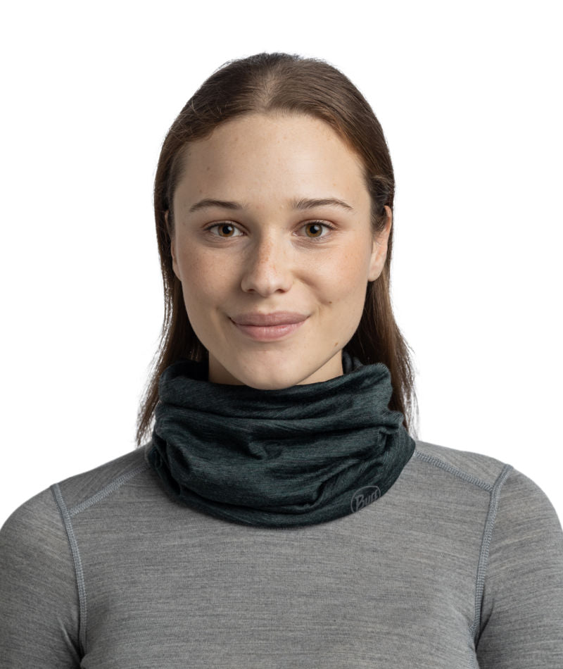 Buff Merino Wool Lightweight Neck Warmer In Forest