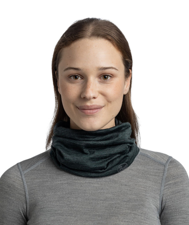 Buff Merino Wool Lightweight Neck Warmer In Forest