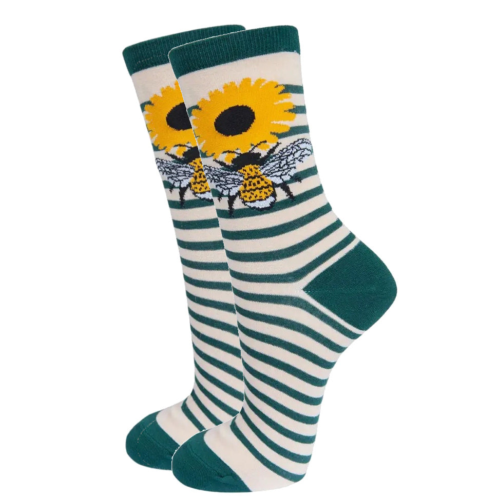 Bamboo Bee Stripe Socks (Green)