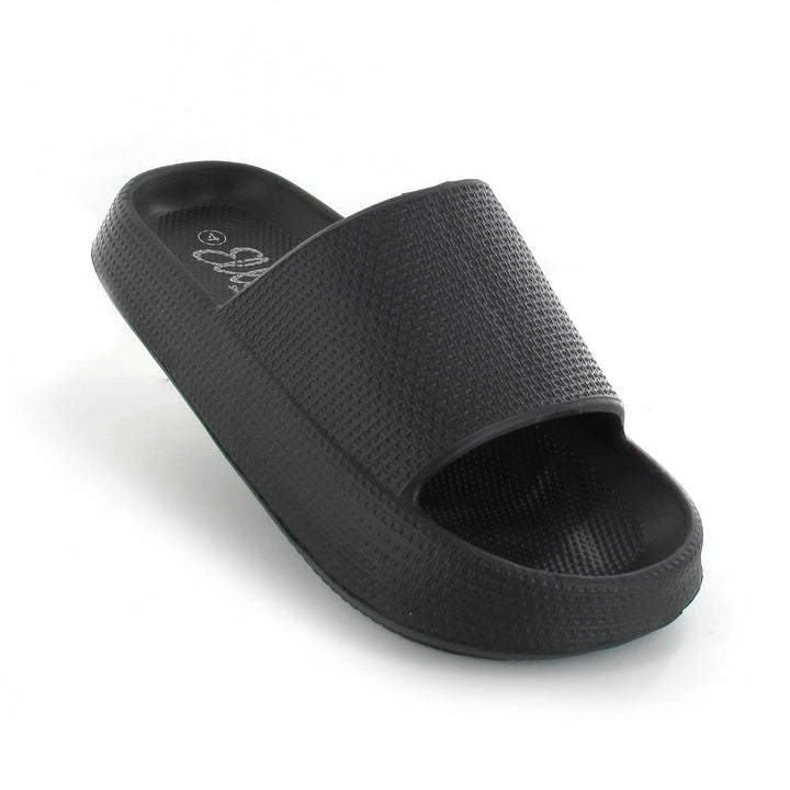 Ella Cloud Cushioned Lightweight Slip On Sliders In Black