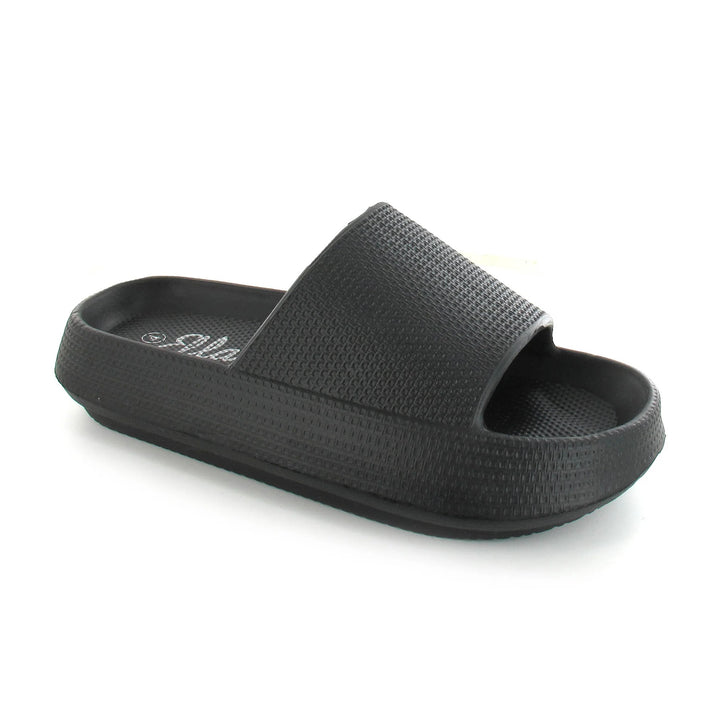 Ella Cloud Cushioned Lightweight Slip On Sliders In Black