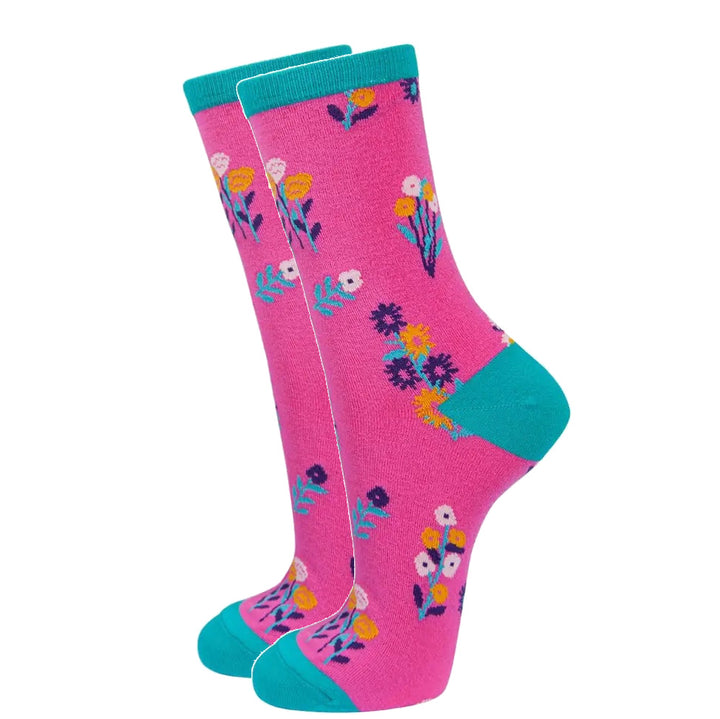 Bamboo Floral Socks (Pink)